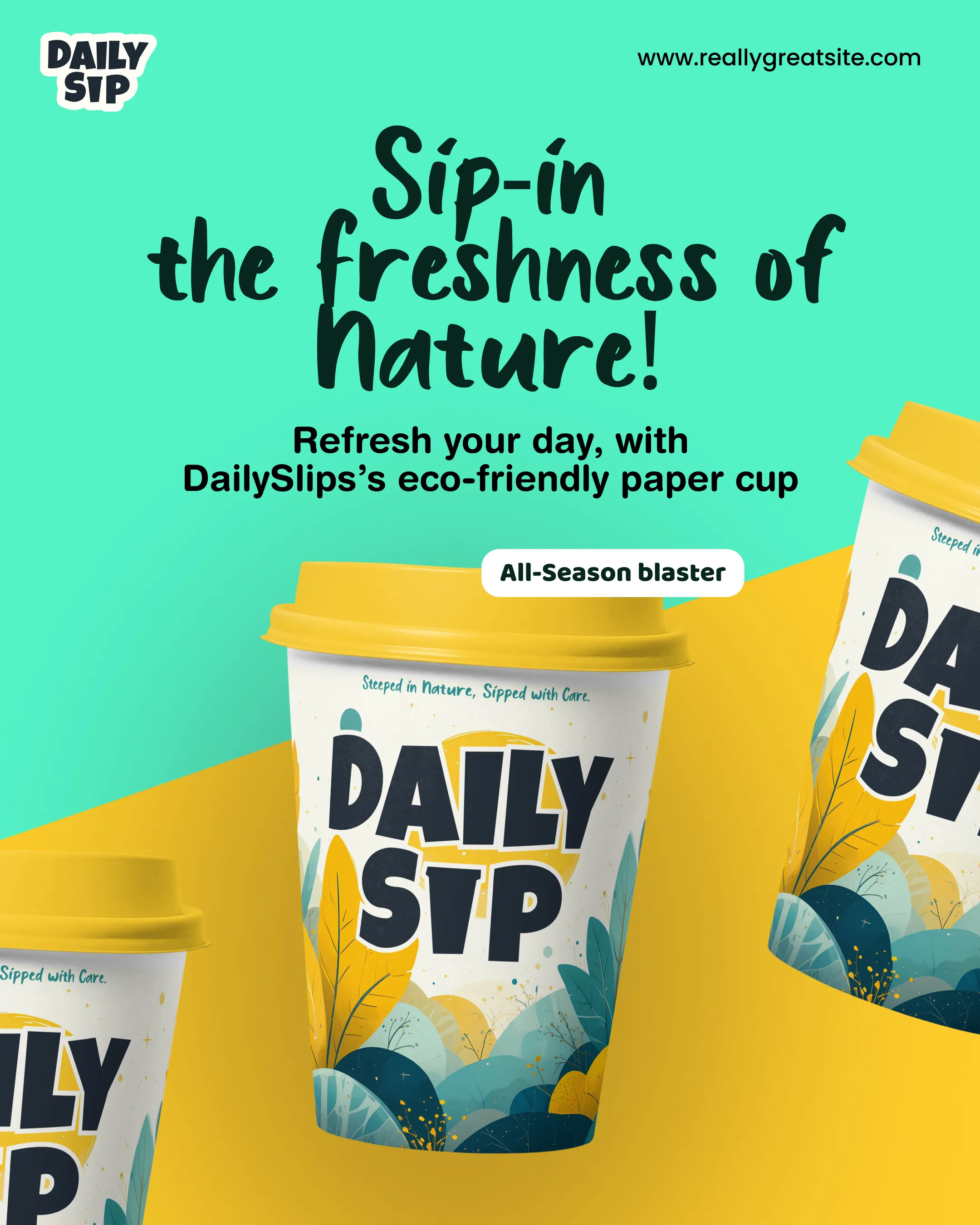 DailySip Regular Paper Cup Social Media ad Label Design