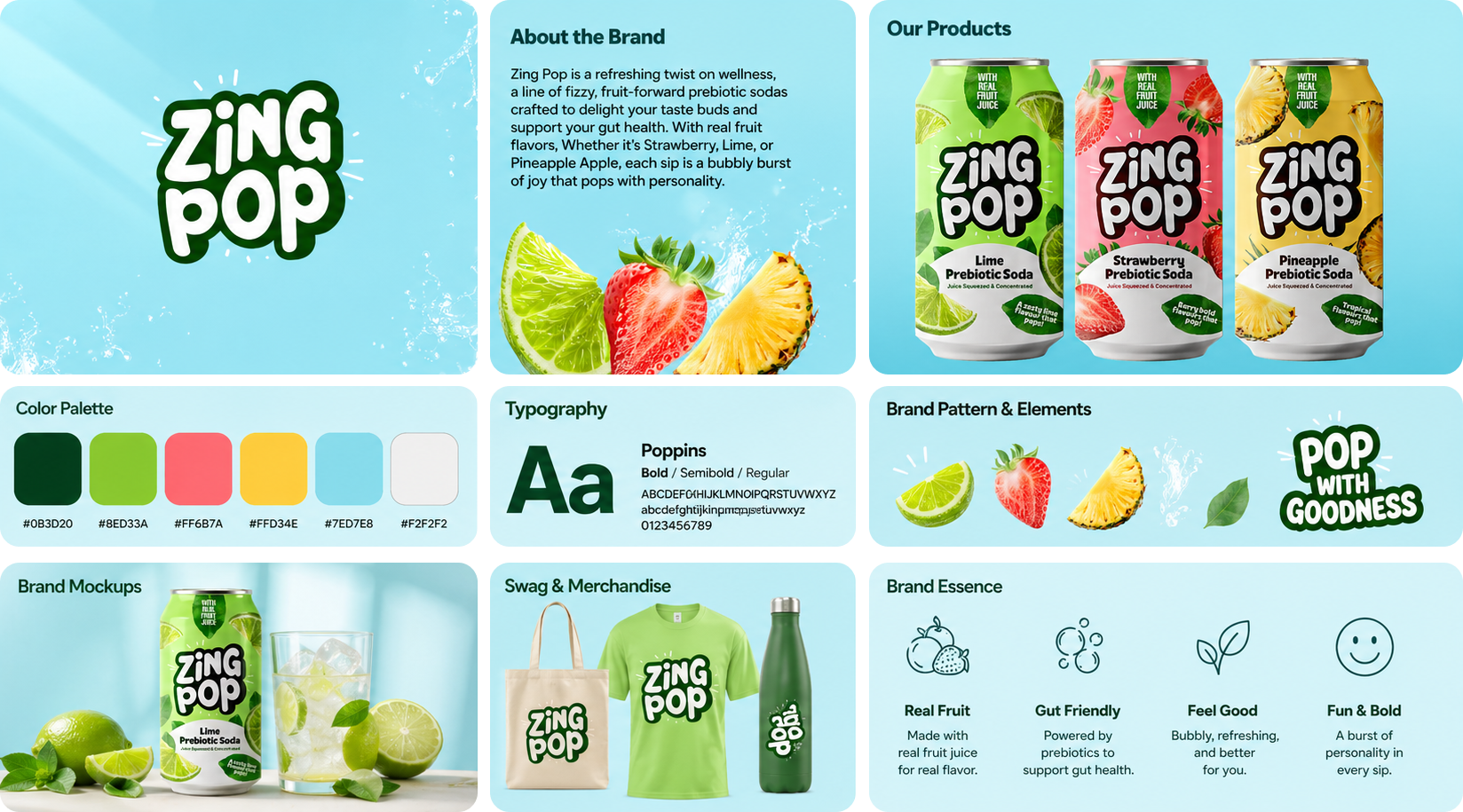 ZingPop Protien Soda Can branding and logo design identity design - TimeSpace Studio Graphic Design Agency