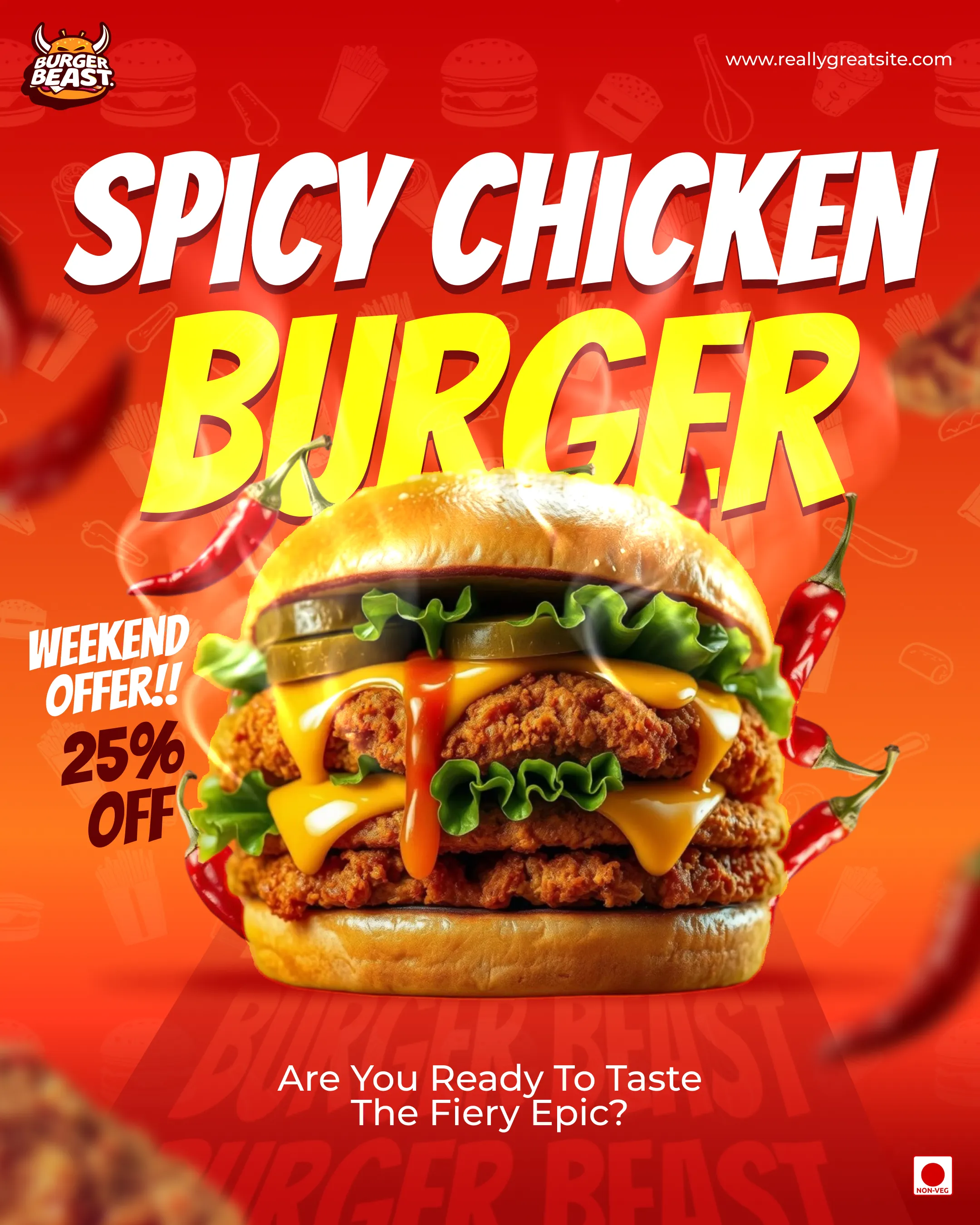 BurgerBeast Chicken Burger Social Media Design