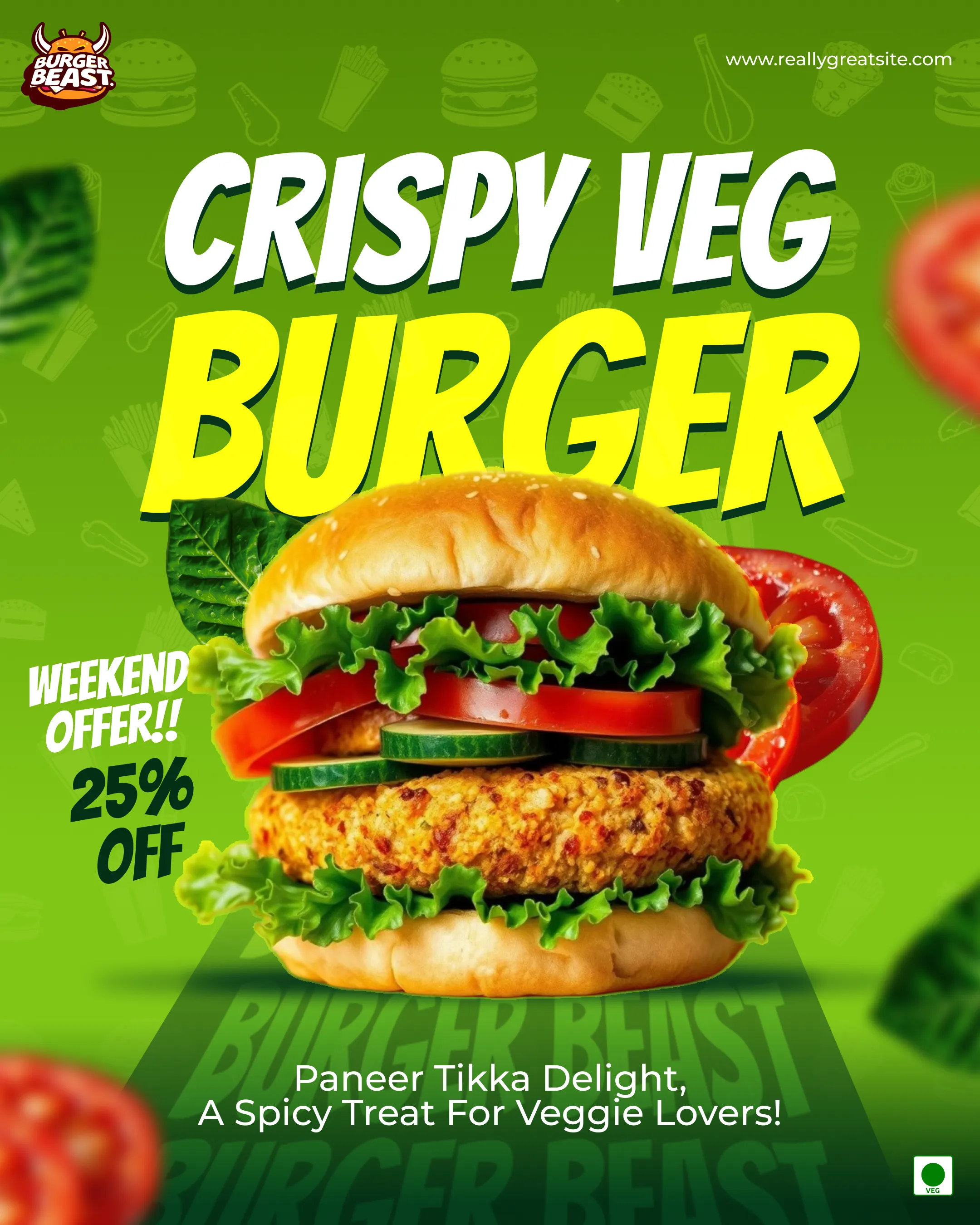 BurgerBeast Veg Burger Social Media Design