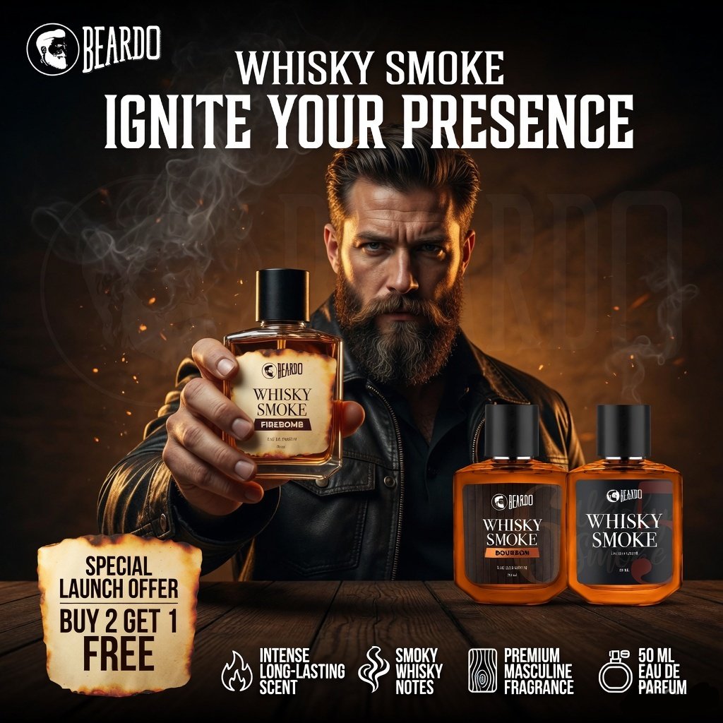 Beardo Whisky Perfume collection Ad Creative Social Media Instagram Post Design - TimeSpace Studio Design Agency