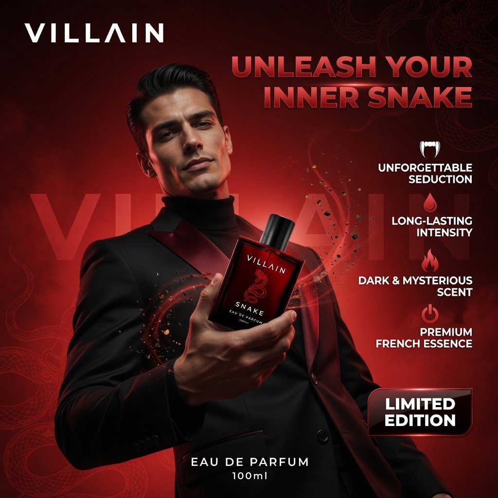 Villain Perfume Ad Creative Social Media Instagram Post Design - TimeSpace Studio Design Agency