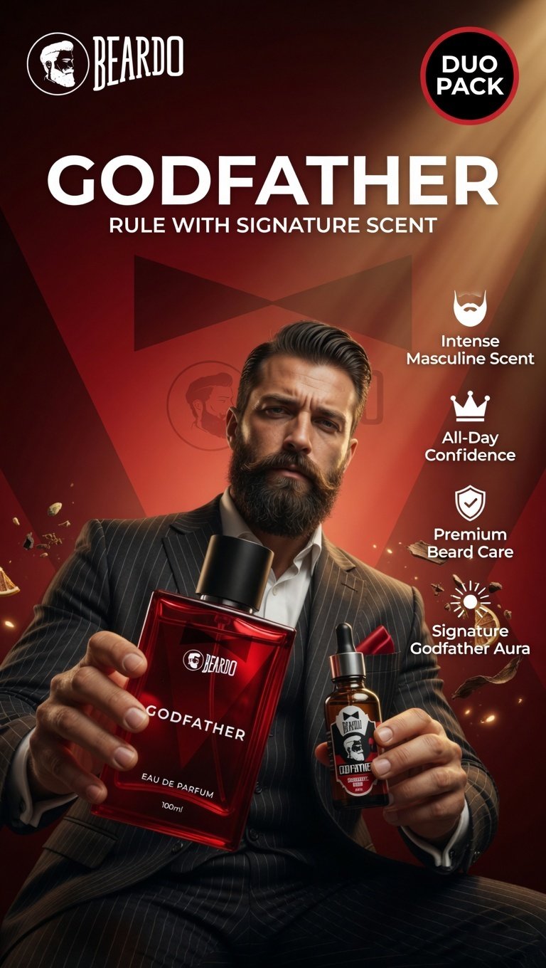 Beardo GodFather Perfume Creative Ad Poster Design - Instgram Story Design TimeSpace Studio Design Agency