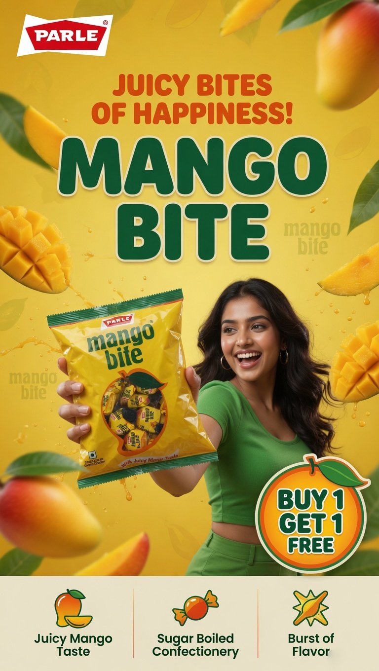 Parle Mangobite Candies Creative Ad Poster Design - Instgram Story Design TimeSpace Studio Design Agency