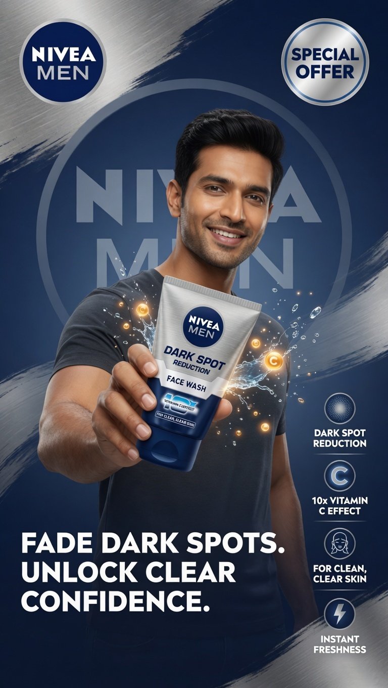 Nivea Men Fairness Men's Cream Creative Ad Poster Design - Instgram Story Design TimeSpace Studio Design Agency