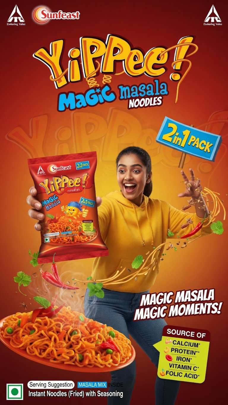 Yippee Noodles Creative Ad Poster Design - Instgram Story Design TimeSpace Studio Design Agency