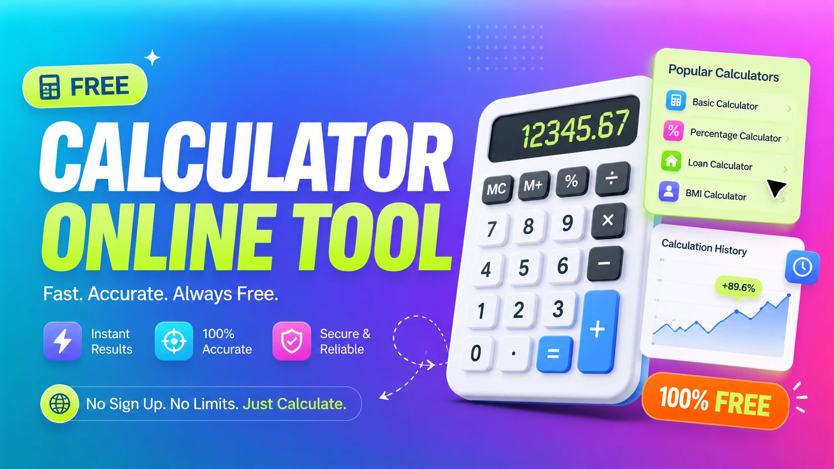 Free Advanced Calculator Online tool graphic banner design - TimeSpace Studio