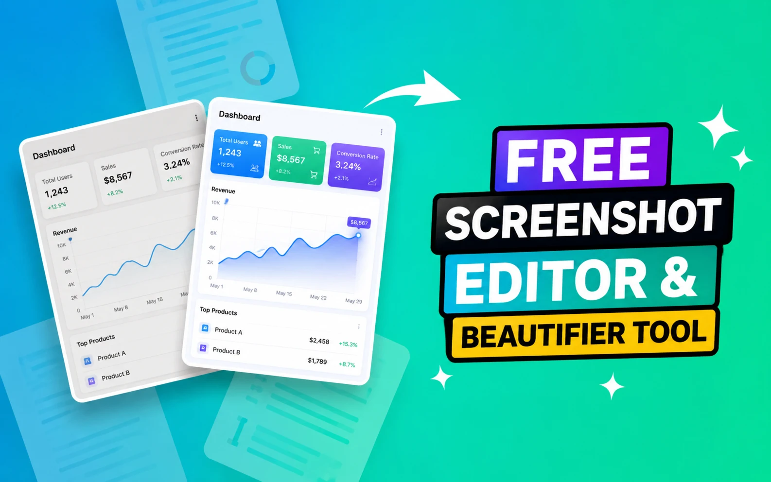 Free Screenshot Editor & Beautifier Online tool graphic banner design - TimeSpace Studio